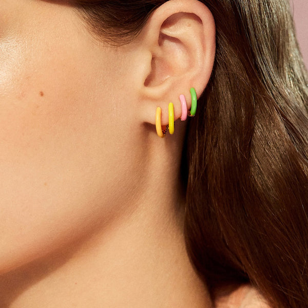 FE1561 925 Sterling Silver Colorful Enamel Hoop Earrings