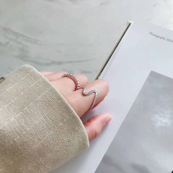 RHJ1063 Wavy Band Open Ring