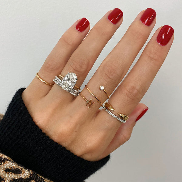 FJ0559 925 Sterling Silver Initial Coil CZ Ring