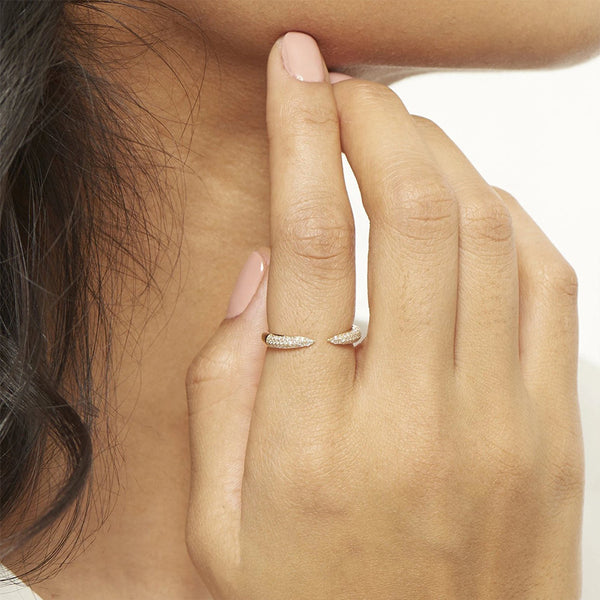 FJ0428 925 Sterling Silver Triple Row Zircon Claw Ring