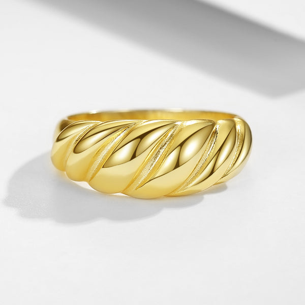 FJ0239 925 Sterling Silver Croissant Dome Ring