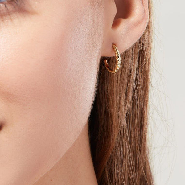 FE1385 925 Sterling Silver Gold Twisted Hoop Earrings