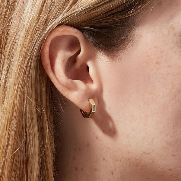 FE1327 925 Sterling Silver Square Cubic Zircon Hoop Earrings