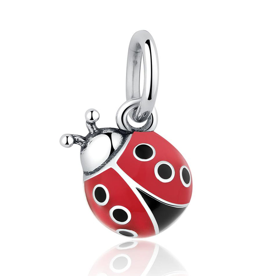 PY1285 925 Sterling Silver  Red Beatles Ladybug Charm