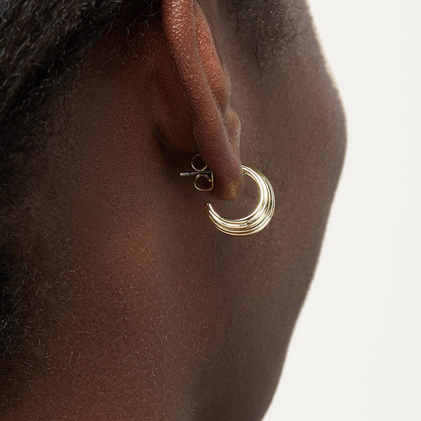 FE1738 925 Sterling Silver Ribbed Hoop Earring