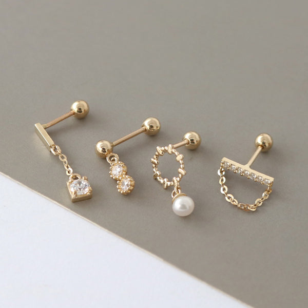 PE0094 925 Sterling Silver Dainty Circle Plump Freshwater Pearl Drop Stud Earring