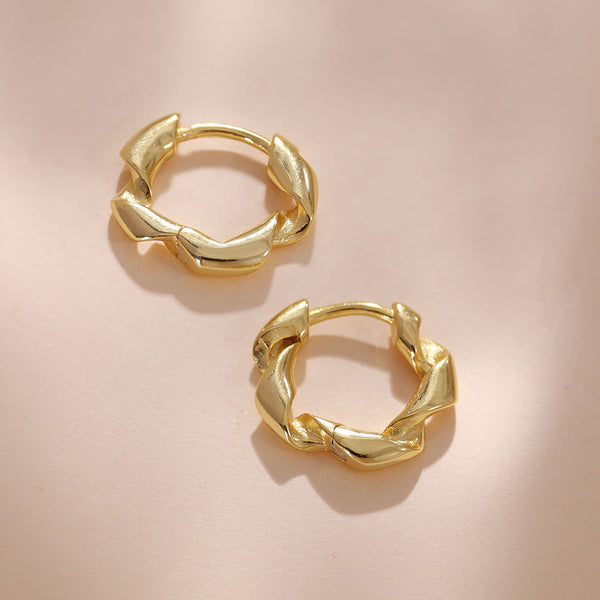 YHE0437 925 Sterling Silver Simple Twist Hoop Earring For Girls