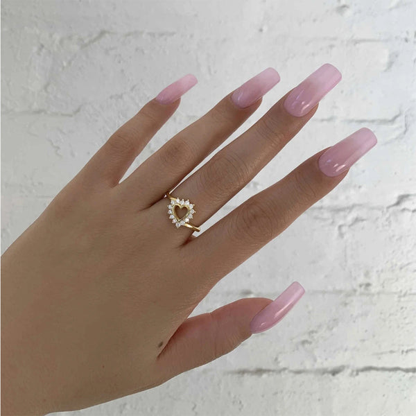 FJ0733 925 Sterling Silver Cubic Zirconia Heart Ring