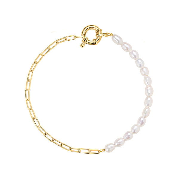 FS0261 925 Sterling Silver Freshwater Pearl Toggle Bracelet