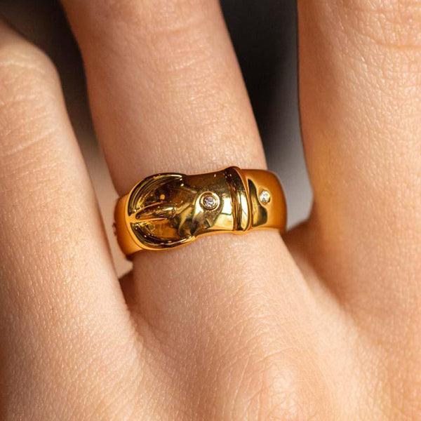 FJ0609 925 Sterling Silver Wide Belt Ring