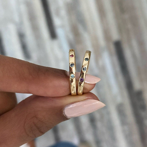 FJ0688 925 Sterling Silver Inlay Birthstone Ring