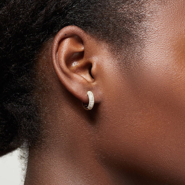 FE1596 925 Sterling Silver Pave Zircon Hoops Earrings