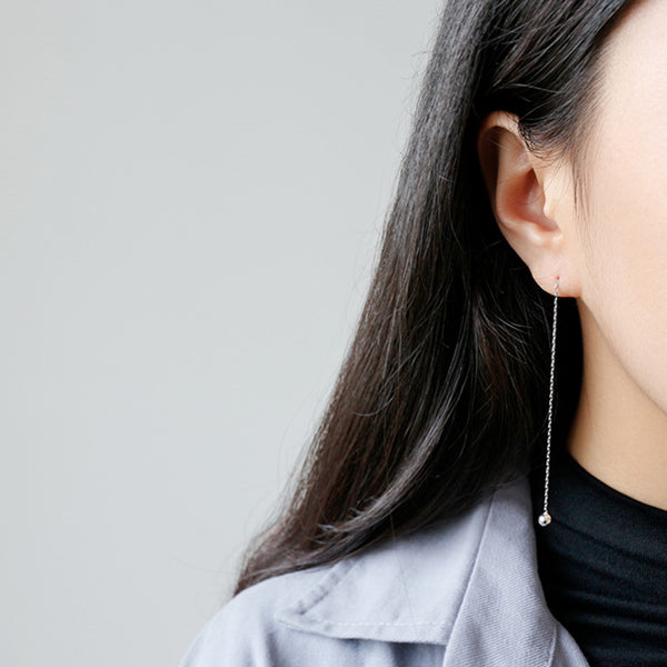 RHE1035 Long Chain Bead Thread Earring