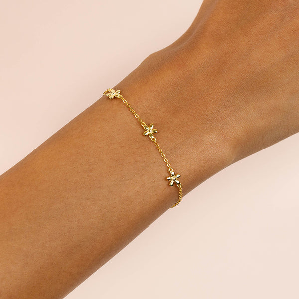 FS0204 925 Sterling Silver Triple Flower Bracelet