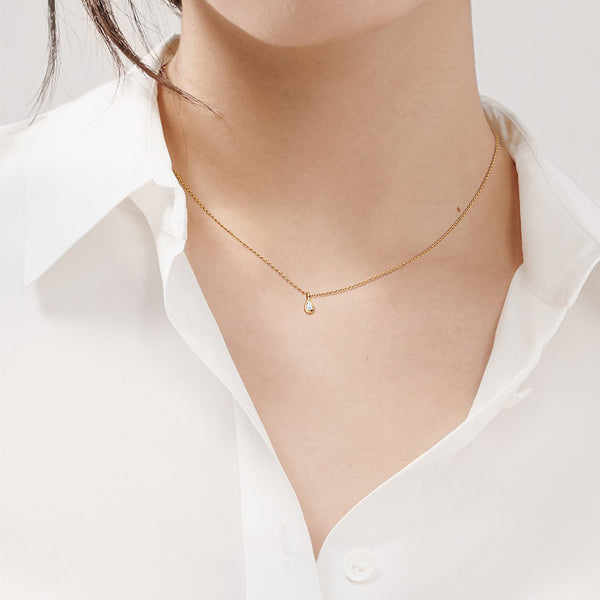 FX0774 925 Sterling Silver Simple Zirconia Pendant Necklace