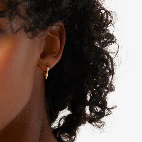 FE1891 925 Sterling Silver Geometric Huggie Earrings