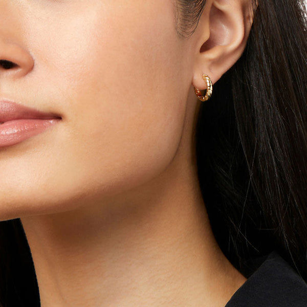 FE1982 925 Sterling Silver Vintage Striped hoop Earrings