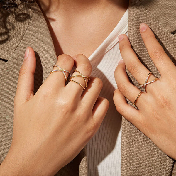 FJ0768 925 Sterling Silver High Polish Crossover Ring