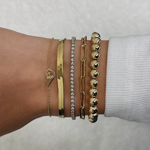 FS0210 925 Sterling Silver Best Friend Heart Bracelet