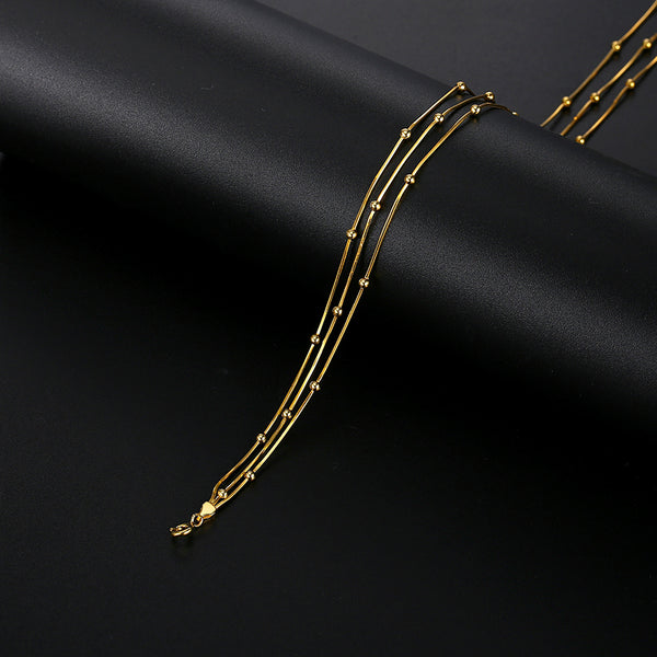 FX0800 925 Sterling Silver Stackable Layered Bead Chain Necklace