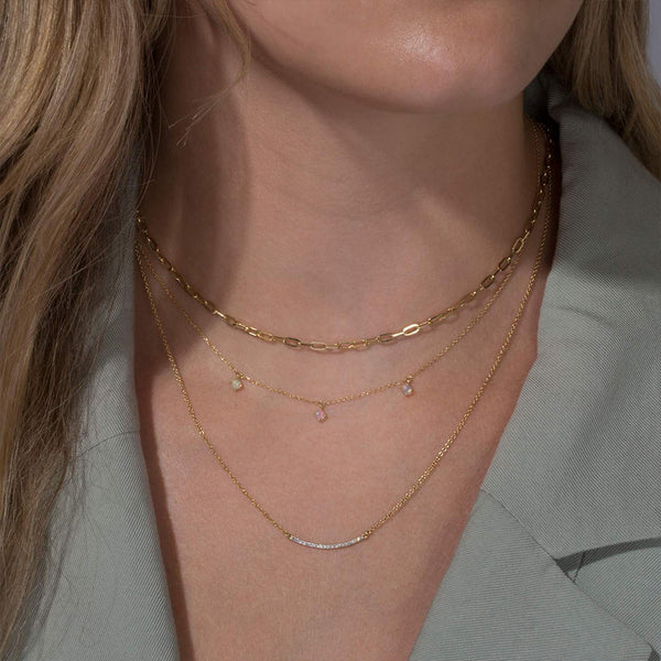 FX0776 925 Sterling Silver Opal Droplet Women Necklace