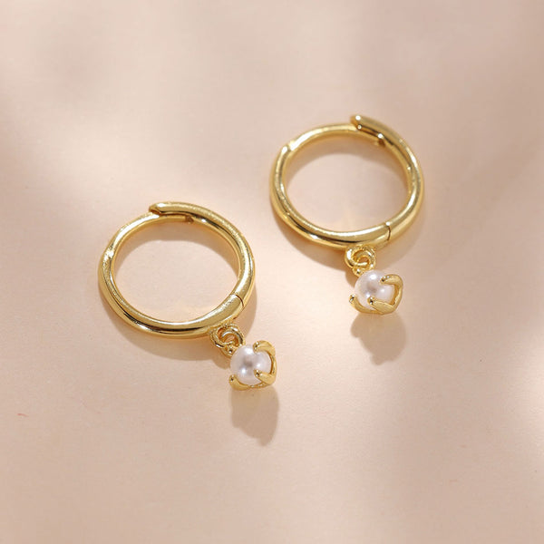 YHE0458 925 Sterling Silver Claw Setting Single Pearl Dangle Earring