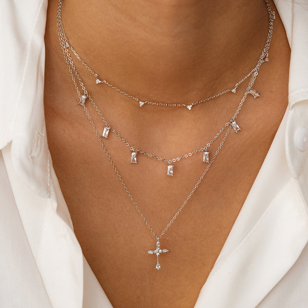 FX0521 925 Sterling Silver Cross Pendant necklace