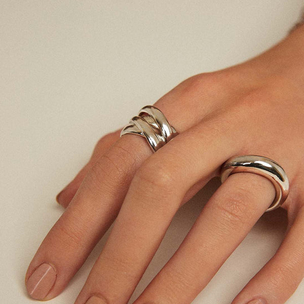 FJ0488 925 Sterling Silver Double Cross Ring