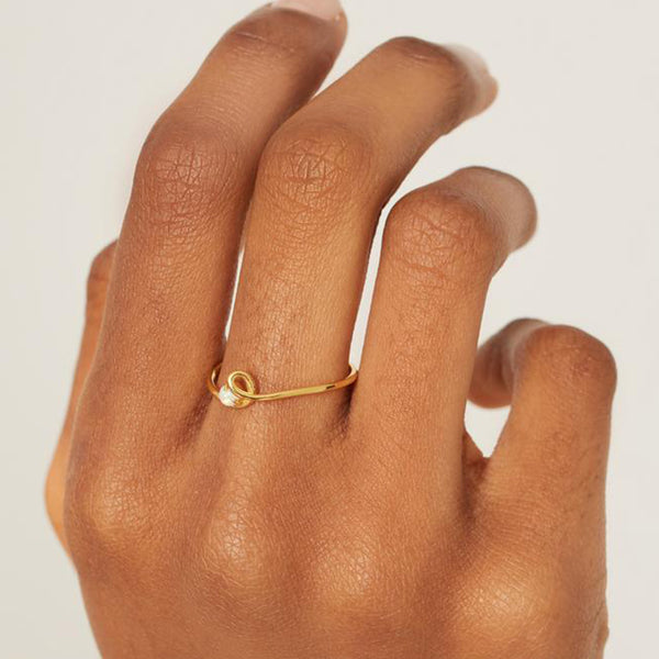 FJ0694 925 Sterling Silver Single Zircon Band Ring