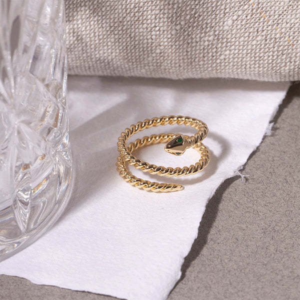 FJ0763 925 Sterling Silver Snake Open Ring