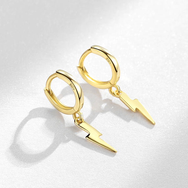 FE0058 925 Sterling Silver Thunder Lightning Hoop Earrings
