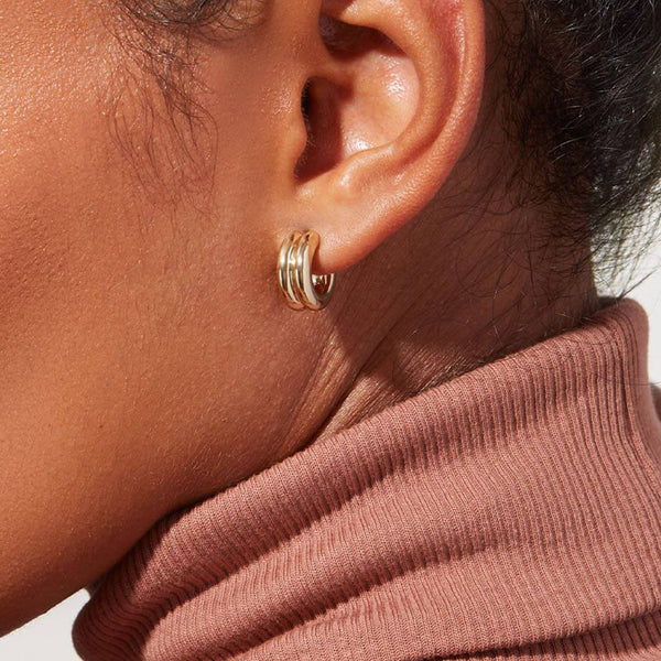 FE1386 925 Sterling Silver Double Band Hoop Earrings