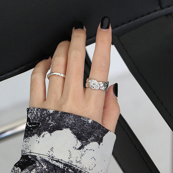 RHJ1042 925 Sterling Silver Texture Open Ring