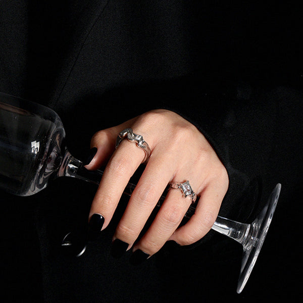 RHJ1126 925 Sterling Silver Irregular Wave Open Ring