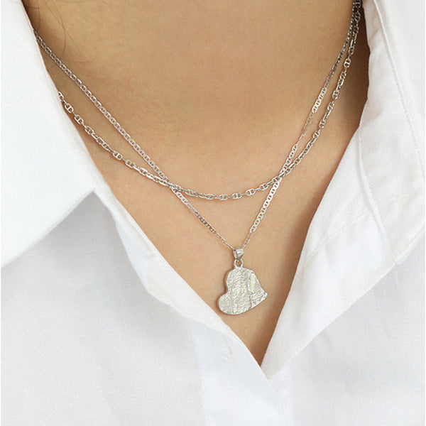 RHX1021 Texture Heart Pendant Necklace