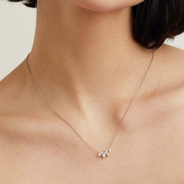 FX0644 925 Sterling Silver Marquise Topaz Necklace