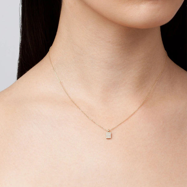 FX0405 925 Sterling Silver Rectangular Zircon Card Necklace