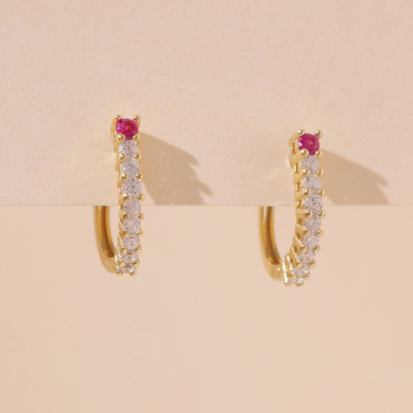 YHE0299 925 Sterling Silver Sparkle CZ Minimalist Women Hoop Earring
