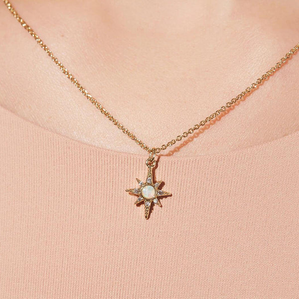 FX0509 925 Sterling Silver Opal Starburst Necklace