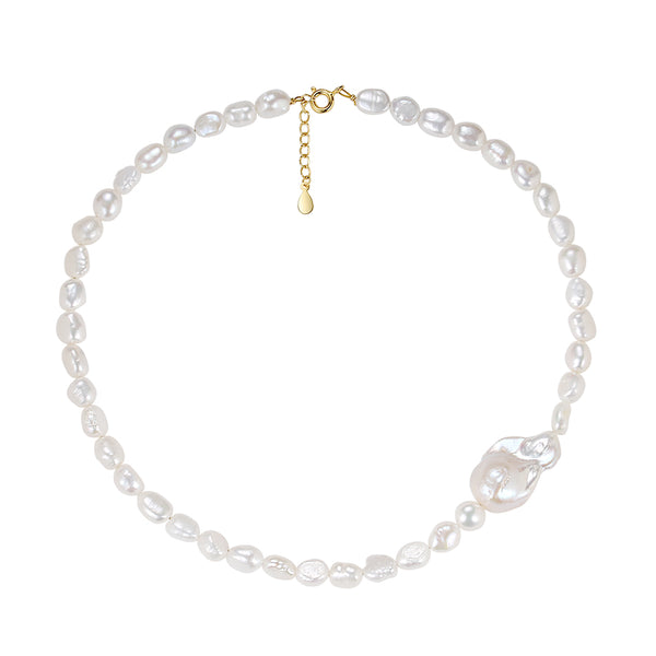 FX0745 925 Sterling Silver White Freshwater Pearl Necklace