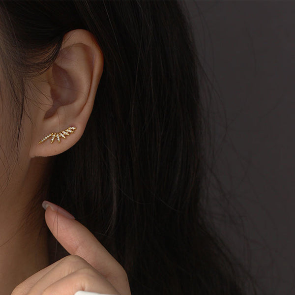 YHE0432 925 Sterling Silver Sun Flower Cubic Zirconia Ear Climber