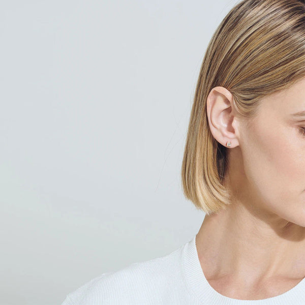 FE1066 925 Sterling Silver Square Zircon Stud Earrings