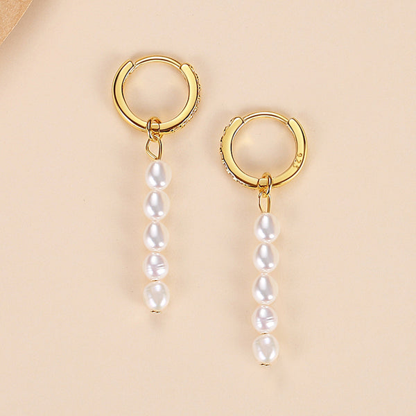 FE1719 925 Sterling Silver Freshwater Pearl Earrings