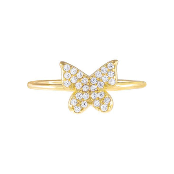 FJ0303 925 Sterling Silver Zircon Butterfly Ring