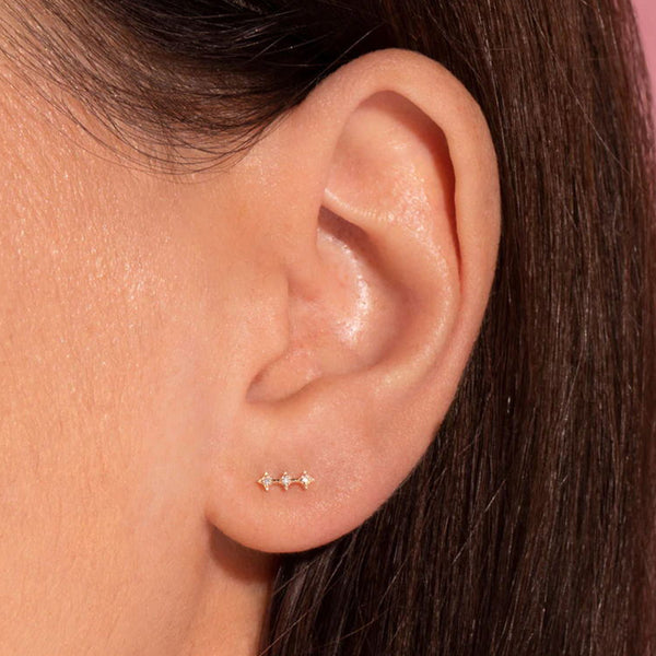 FE1847 925 Sterling Silver Trio Star Stud Earring