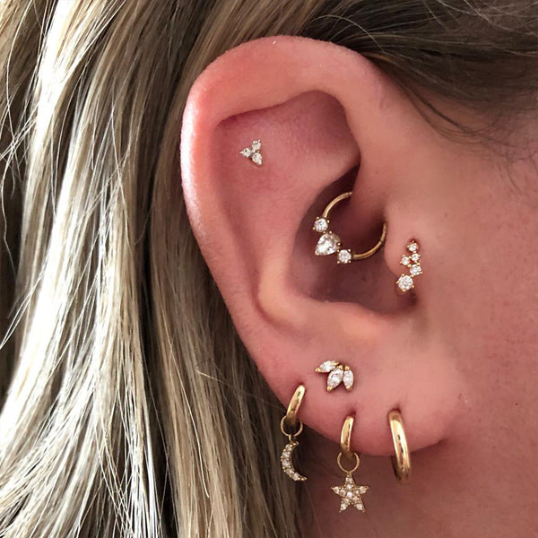 FE1134 925 Sterling Silver Constellation Zircon Hoop Earrings