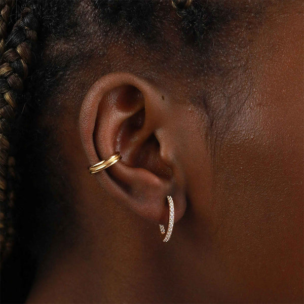 FE1916 925 Sterling Silver Minimalist Pave Cubic Zirconia Huggie Hoop Earrings