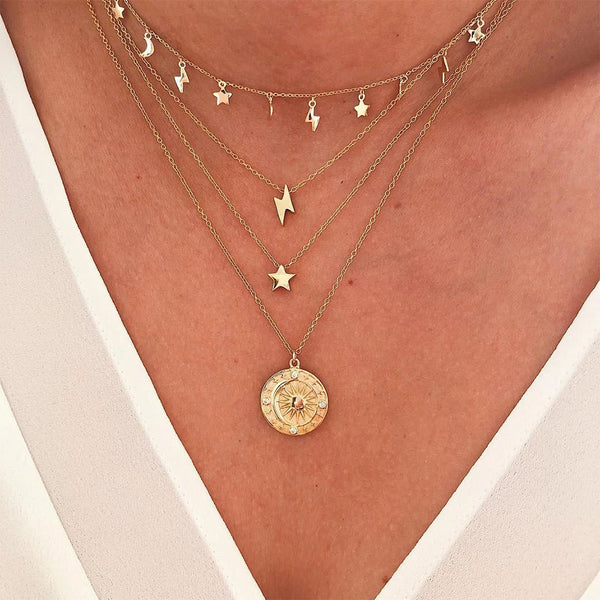 FX0393 925 Sterling Silver Lightning Pendant Necklace