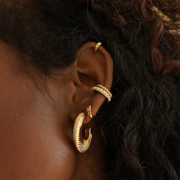 FE1656 925 Sterling Silver Cubic Zirconia Hoop Earring