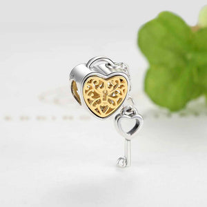 PY1445 925 Sterling Silver Heart Lock & Key Charm